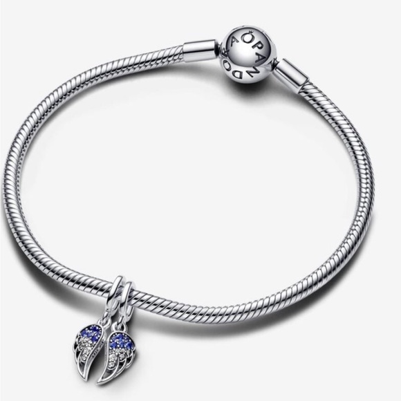 PANDORA Sparkling Splitable Heart Angel Wings Dangle Charm w/box - Picture 9 of 9